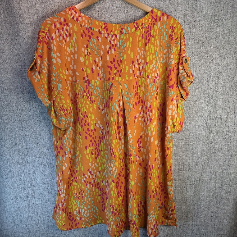BohoChic Abstract Womens 2X Blouse Short Roll Tab Sleeve NWT Dear Scarlett Lizzy - Picture 4 of 7